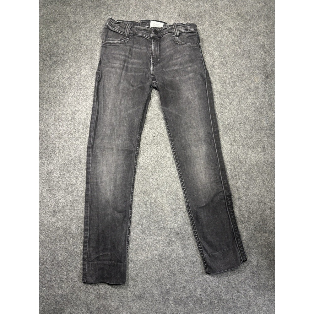 Givenchy Kids Logo Tape Faded Black Denim Jeans Boys Size 12 Stretch